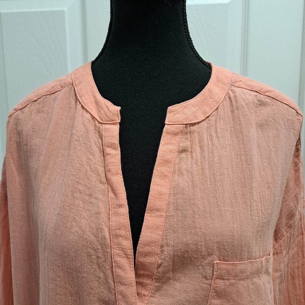 O'Neill Cotton Gauze Swim Cover Up Tunic Blouse Clay Orange Coral  Size Medium - Picture 8 of 14